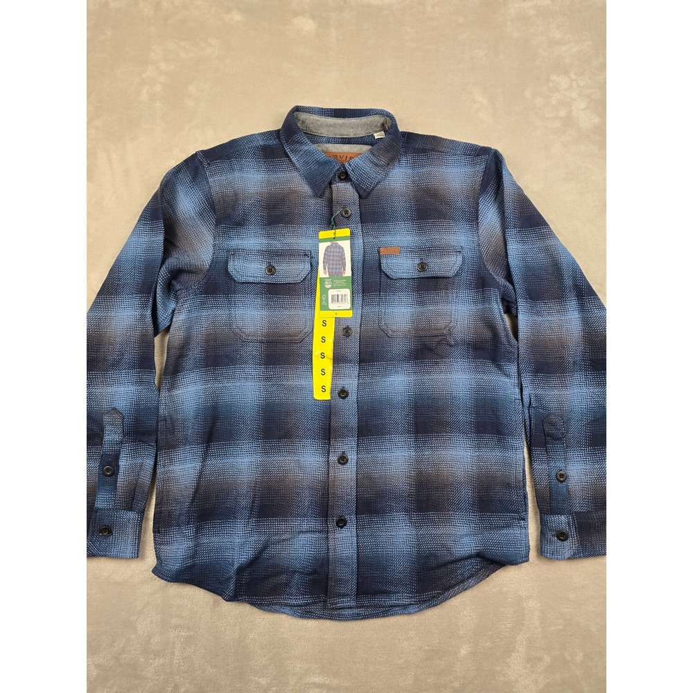 Orvis Big Bear Heavyweight Flannel Shirt Mens S Blue Plaid Long Sleeve Pockets